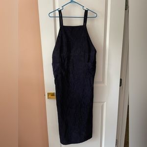 Navy corduroy midi-dress/jumper. Size 10